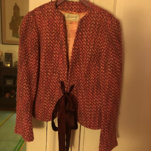 Vintage Harrods of London pink tweed jacket - Picture 1 of 2